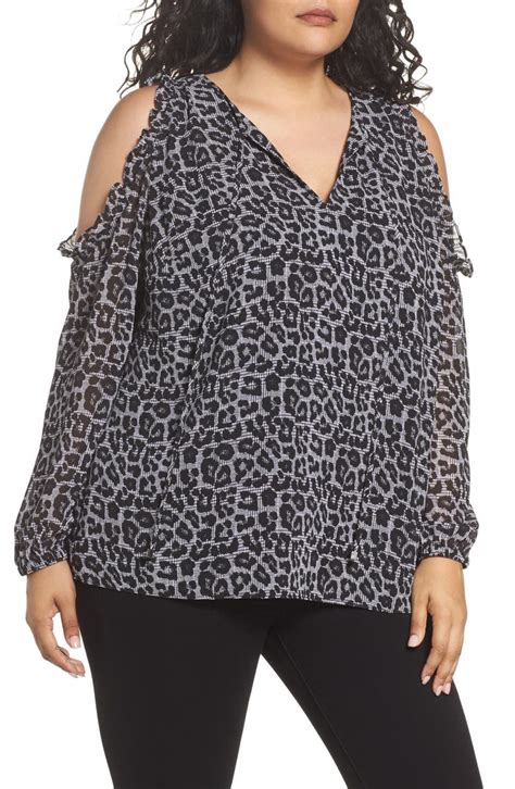 Micheal kors leopard cold shoulder top 